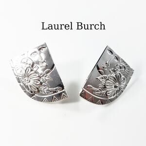 Vintage Laurel Burch Blossoming Woman Earrings, Rhodium Plated, 1990s